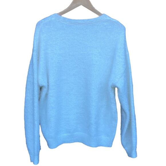 Holiday Time white fuzzy sequin polar bear sweater size XL 16/18 - Picture 2 of 7